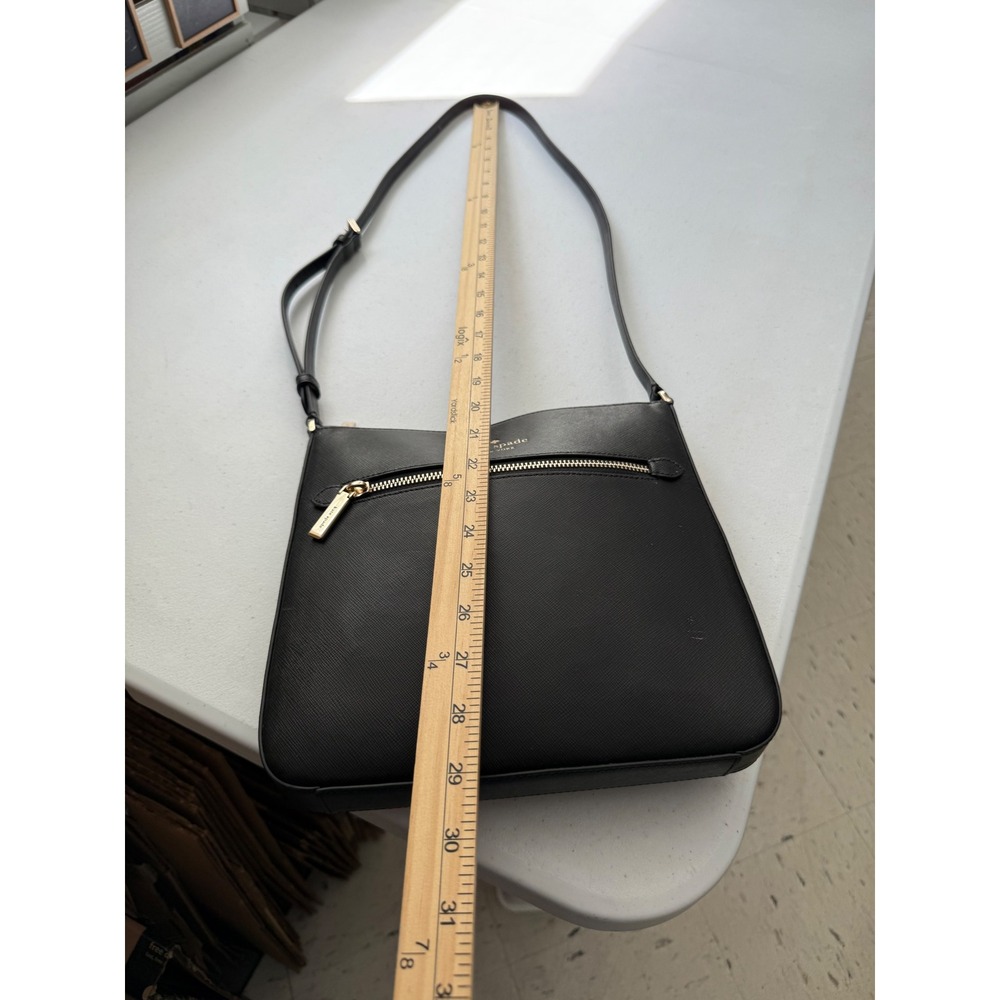Kate Spade New York Black Saffiano Leather Crossbody‎ Bag Gold Hardware Slim - Picture 9 of 11